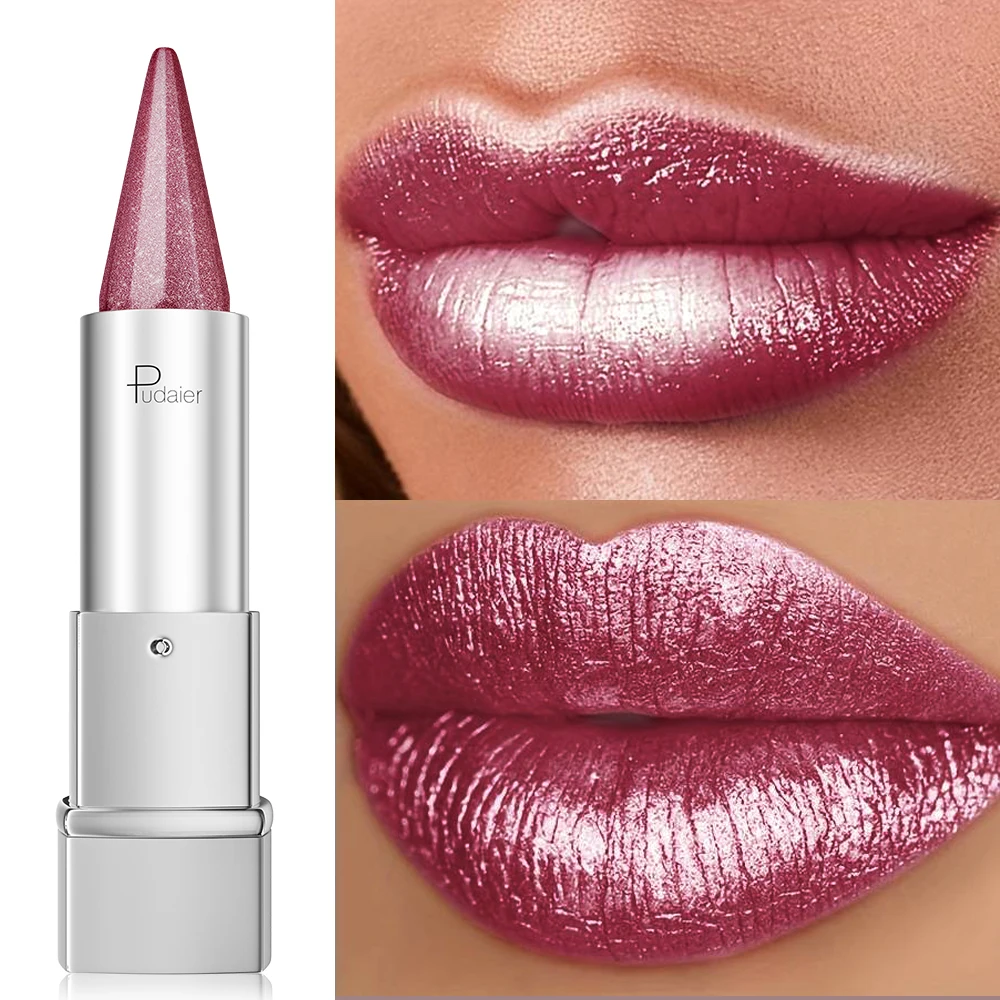 Glitter Pearlescent Lipstick, Point Tip Lip Contour Pencil Effect, Define + Fill, Waterproof, Smudge-Proof, High Pigment - Image 5