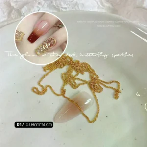 Nail Chains Gold Silver Nail Stone Beads 60cm Decor 3D Alloy Punk Style Nail Decoration Nail Jewelry Nail Charm Accessories