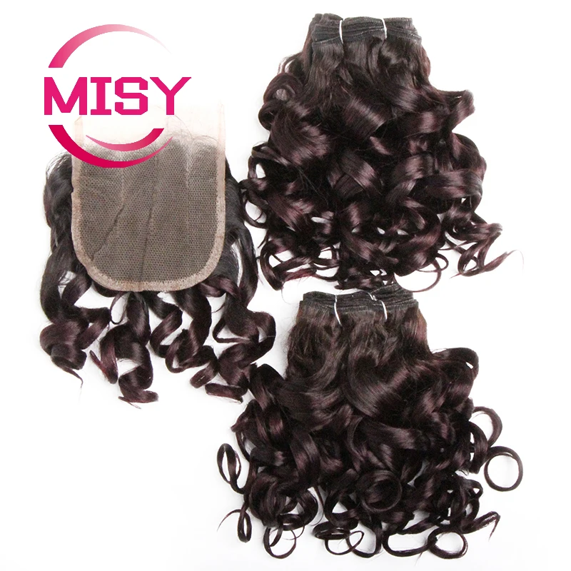 Curly Hair Bundles Brazilian Human Hair Weave 6 Bundles With Lace Closure Colored 1B/27/30/33/99J Short Hair Extension For Women - Image 2