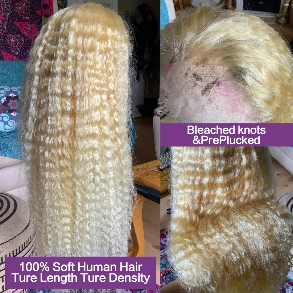 613 Hd Lace Frontal Wig 13X6 Blonde Curly Water Deep Wave Frontal Wig 13X4 Hd Lace Front Pre Plucked Human Hair Wigs 30 38 Inch - Image 5