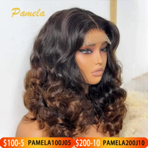 Blonde Wig Ombre Brown Colored Human Hair Wig 250 Density Loose Deep Wave Lace Frontal Glueless Wigs Human Hair Ready To Wear