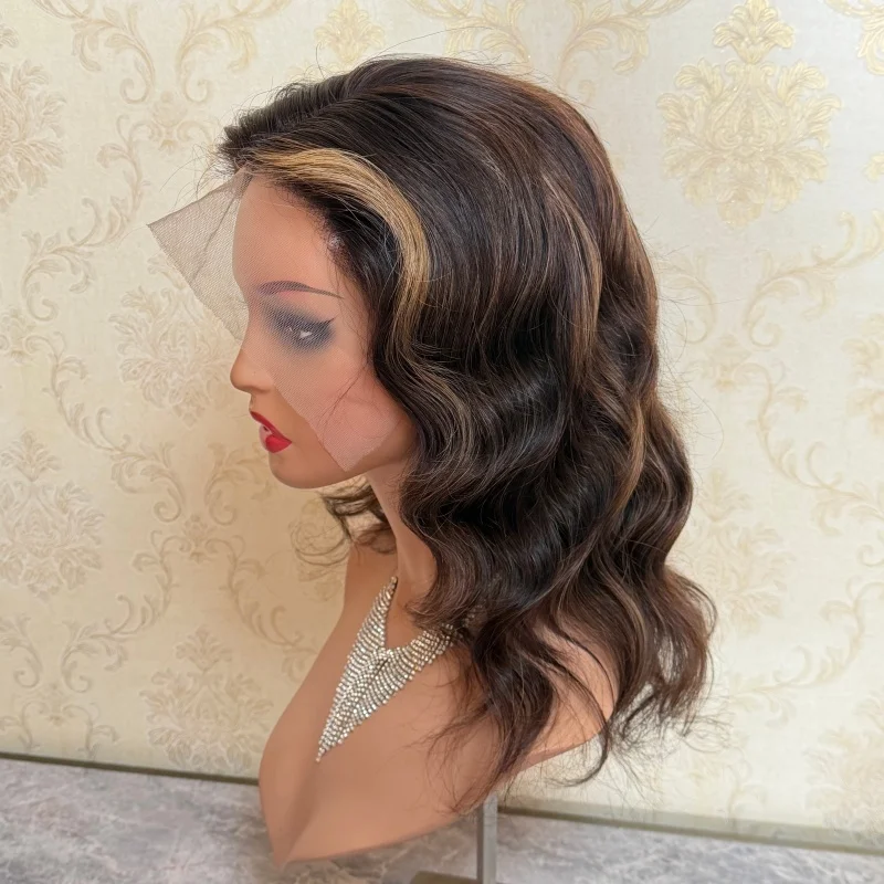 Glueless Wig Human Hair Blonde Highlights Brown Colored Human Hair Wig 13x4 Pre Bleached Knots Stock Loose Deep Cheap Price - Image 4