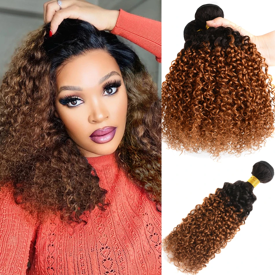 12A Burmese Curly Hair Afro Kinky Curly 3 Bundles 100% Human Hair Extensions P1B/30 99J 4C Highlight Ombre Curly Weave Bundles - Image 3