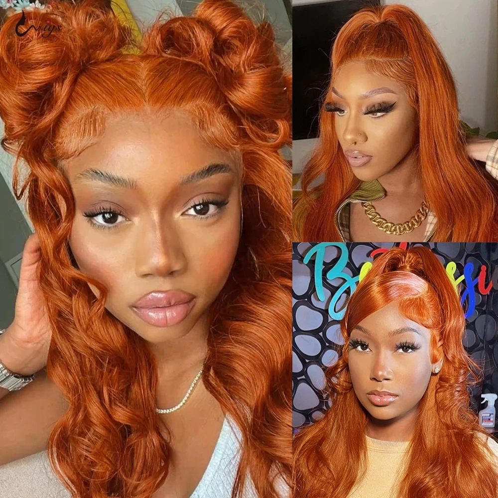 Ginger Orange 13x6 HD Lace Front Wigs Human Hair Wig Body Wave 13x4 Lace Frontal Wigs Colored Transparent Lace Wig For Women 360 - Image 3