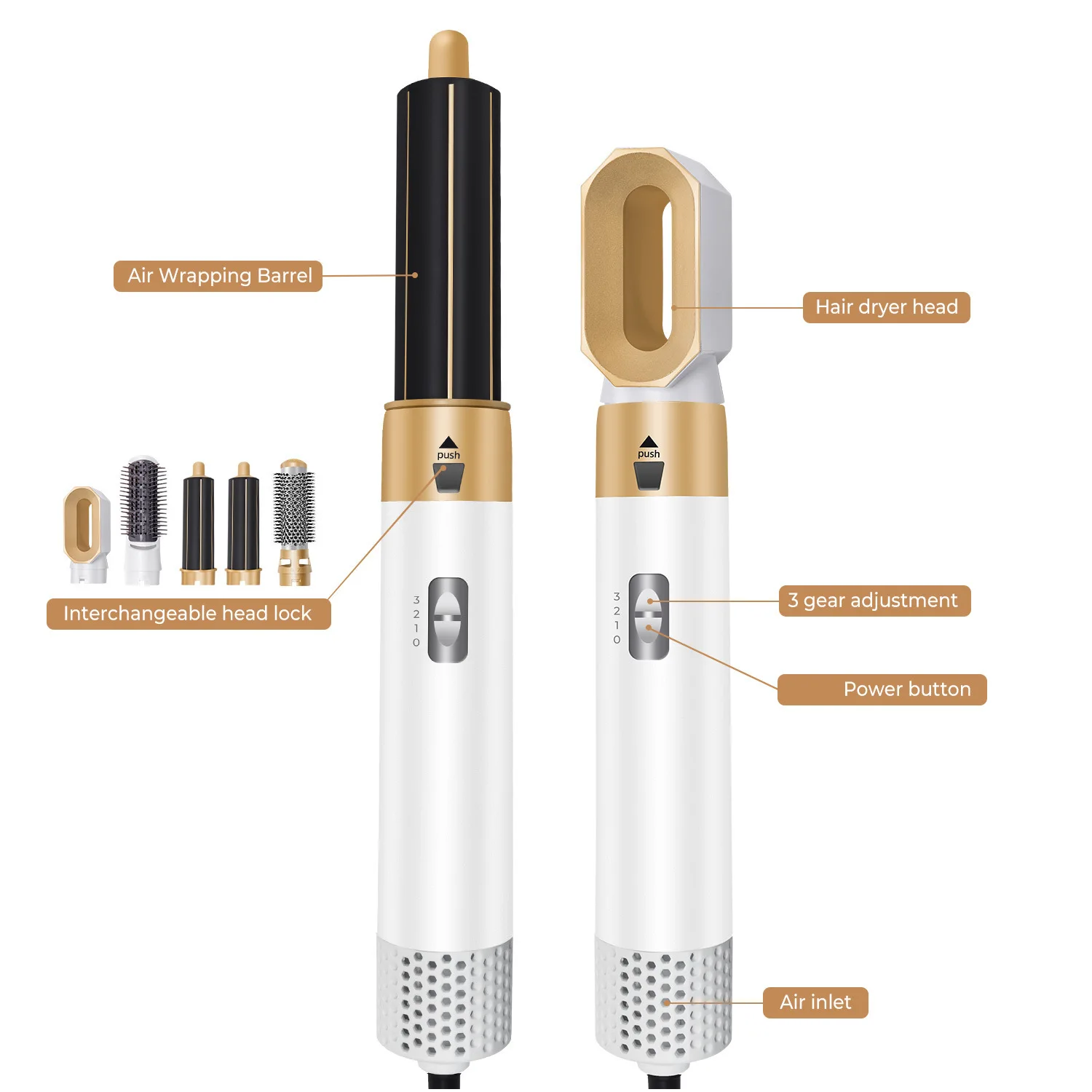 5-in-1 Hair Dryer Styling Set Professional Home Styling Tools Curling Iron Hot Air Comb Straightener Multifunctional Hair Salon - Image 3