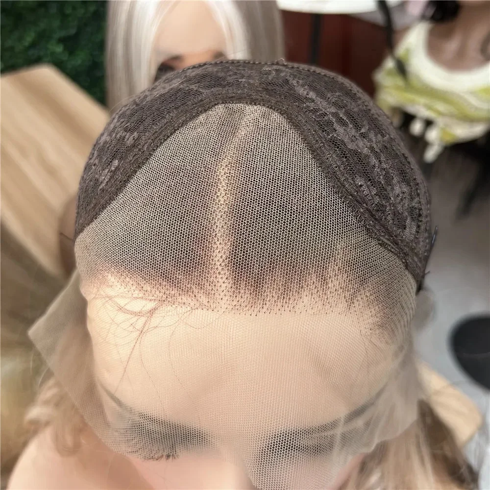 Premium 10% Human Hair Blend Luxury HD Lace Wig Dark Blonde Balayage Synthetic Invisible Lace Front Wig for Women with Hair Loss - Image 6