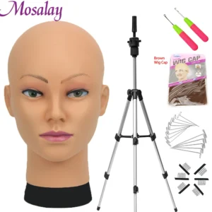 New Mannequin Head Wig Stand With Adjustable Wig Tripod Stand Holder For Wigs Making Display With T Pins /Wig Cap For Free Gift