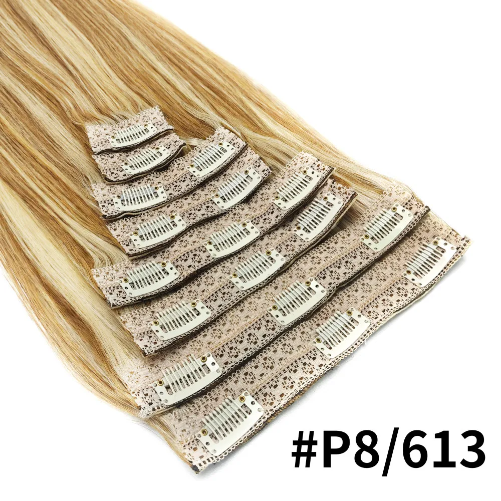 Clip ins Hair Extensions Straight Human Hair 100% Unprocessed Full Head Brazilian Virgin Human Hair Natural Color Clip ins Hair - Image 7