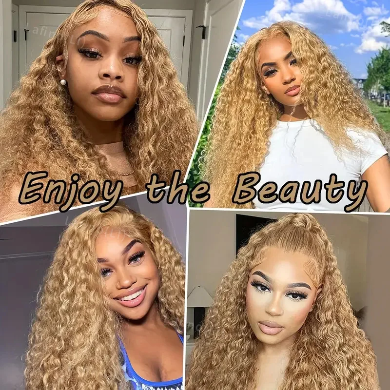 Honey Blonde Human Hair Wig Curly Wigs 13x6 Hd Lace Frontal Wig 13x4 Deep Wave Frontal Wig 30 Inch #27 Colored Human Hair Wigs - Image 5