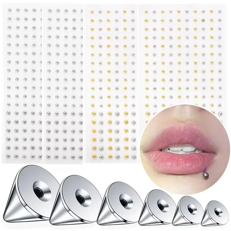 180pcs Non Piercing Lip Nails Sticker Selfadhesive Waterproof Reusable Fake Lip Nail Eyebrow Nose Ring Body Belly Button Jewelry - Image 2