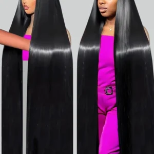 13×4 Bone Straight Human Hair Wigs 13×6 Hd Lace Frontal 40 Inch Straight Transparent Lace 220 Density Human Hair Wig For Women