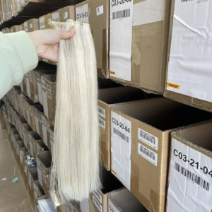 Highlight Double Weft Human Hair Straight 50g/pc 12″-24″ Ash Blonde 18# & Light Blonde 613# Real Natural Human Hair Bundles