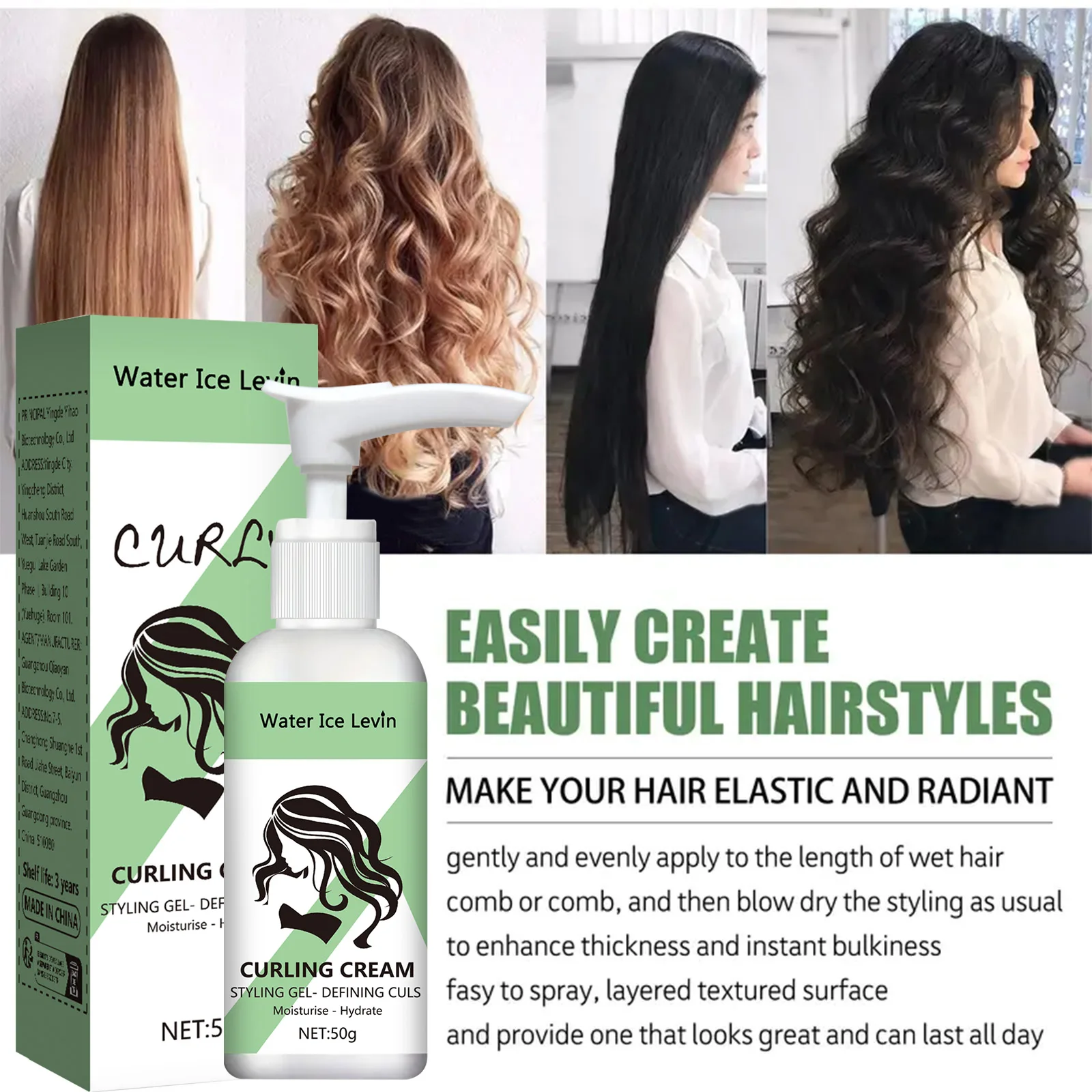 Curly hair Styling cream, moisturizing and smoothing formula, enhances the elasticity and shine of curly hair, easy to set - Image 5