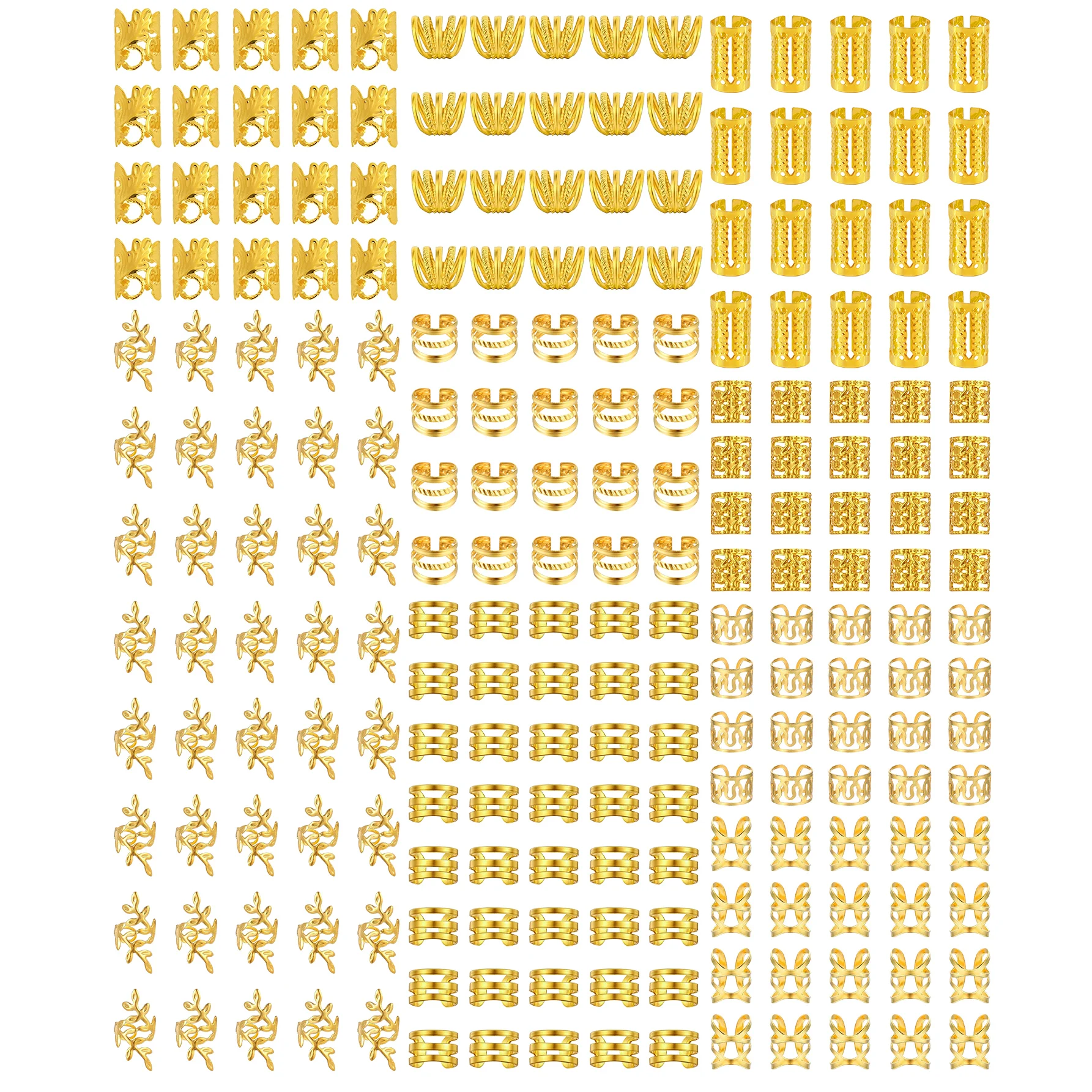 220Pcs Hair Beads Hair Cuffs Braiding Hair Rings Alloy Hair Charms For Loc Braids Hair Adjustable Metal Braid Hair Accessories - Image 4