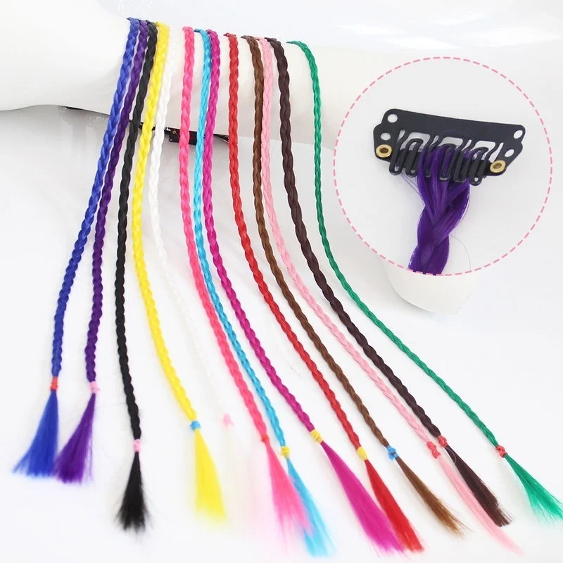Wig female hair color hand-woven braid pigtail hair extension hair straight hair without hair extension color random - Image 2