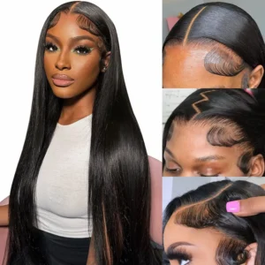 13×4 13×6 Hd Bone Straight Transparent Lace Front Wig Human Hair 44 Inch Pre Plucked Lace Front Wigs 250 Density 100% Human Hair