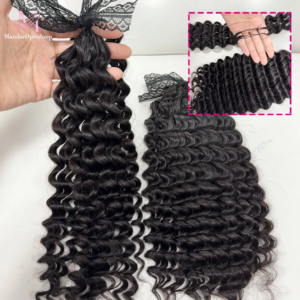 Deep Curly Crochet Human Hair Extensions Invisible Knots Knotless Pre-Separated Crochet Human Hair With String In The Middle