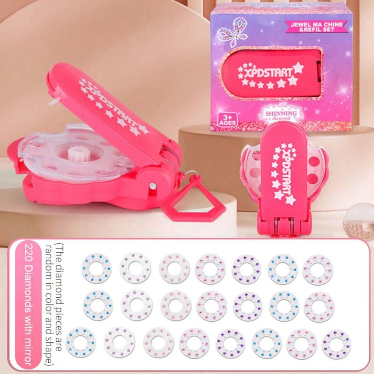 Hair Jewels Stamper DIY Set, Bring a makeup mirror, With a loop ring, Radiance Collection With Glam Styling Tool Load Click Glit - Image 8