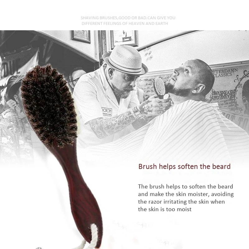 Horse Hair Wave Hair Beard Brush Hair Comb Wooden Handle Large Curved Comb Men Natural Hair Combs Hair Styling Tools - Image 6