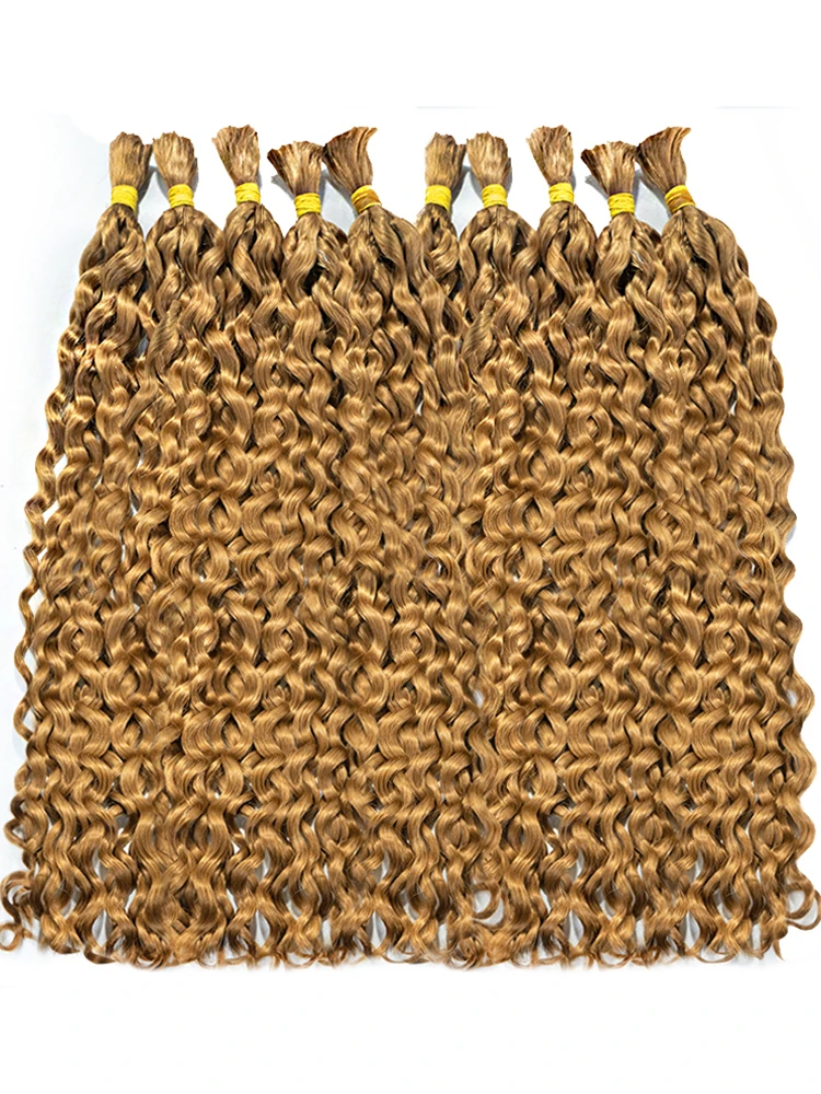 Human Hair Bundles Bulk Hair Curly Water Wave Deep Brown Brazilian Remy Hair For Braiding No Weft Bulk Human Hair Extensions - Image 5