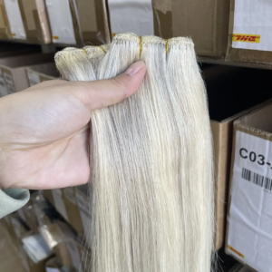 Highlight Double Weft Human Hair Straight 50g/pc 12″-24″ Ash Blonde 18# & Light Blonde 613# Real Natural Human Hair Bundles