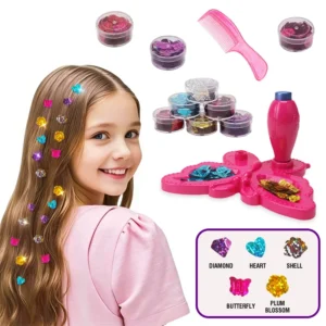 Hair Gem Stamper Kit Blingling Hair Jewels for Girls Toys Hair Styling Tool with Reusable Shining Diamonds Pretend Play Toy Gift