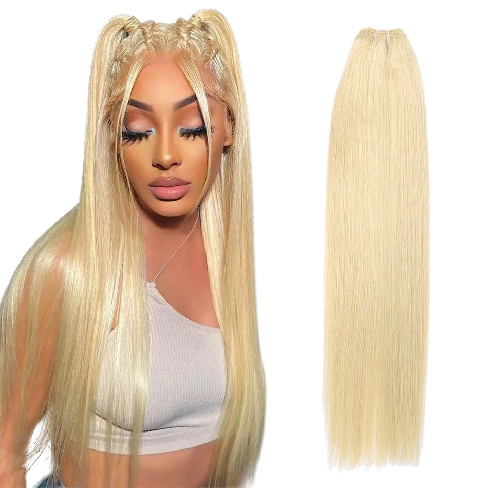 Real Beauty Platinum Blond Human Hair Bundle Brazilian Straight Hair Weave Bundles High Ratio Remy Hair Extensions Brown#4 75cm - Image 9