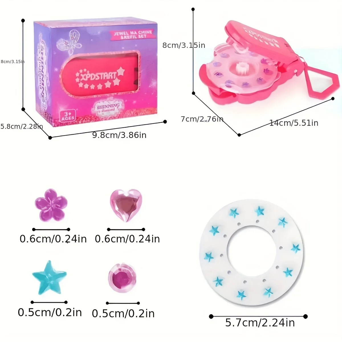 Hair Jewels Stamper DIY Set, Bring a makeup mirror, With a loop ring, Radiance Collection With Glam Styling Tool Load Click Glit - Image 3