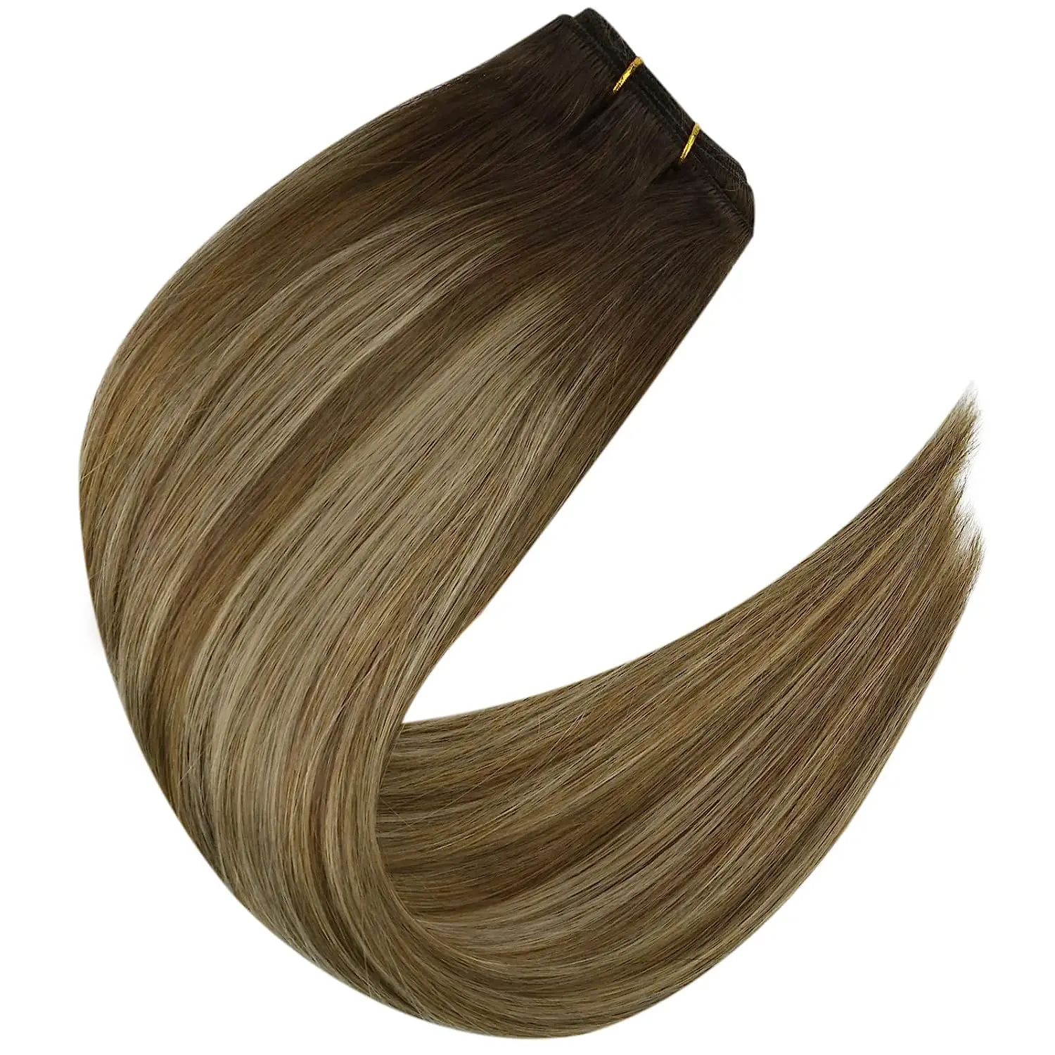 Full Shine Hair Bundles 100% Human Hair Weft Extensions Ombre Blonde Color100g Sew In Silky Straight Remy Skin Double Weft - Image 12