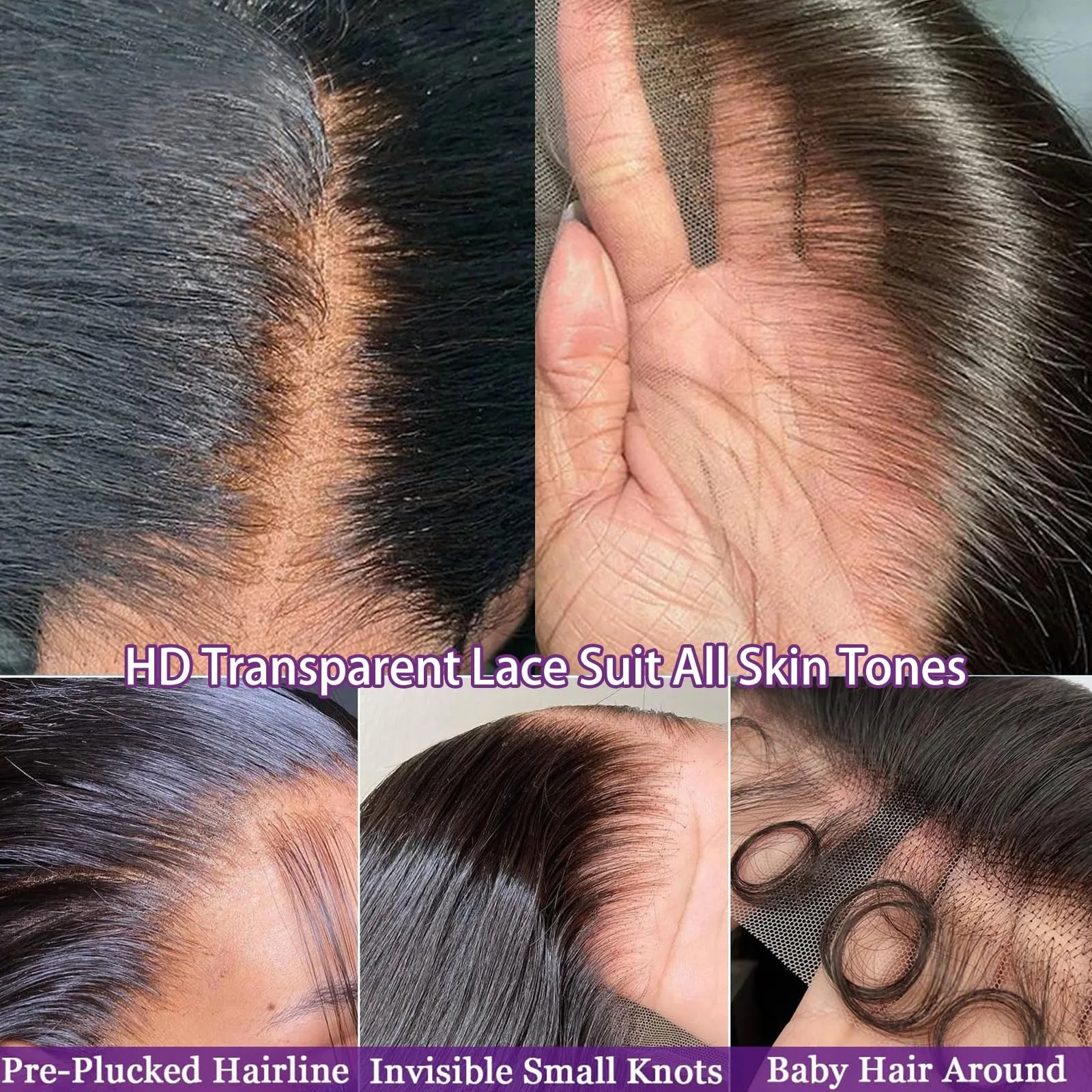 13x4 13x6 Hd Bone Straight Transparent Lace Front Wig Human Hair 44 Inch Pre Plucked Lace Front Wigs 250 Density 100% Human Hair - Image 4