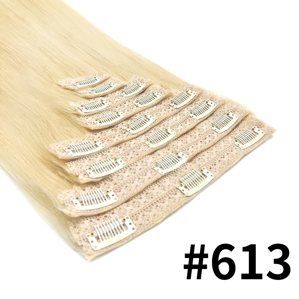 Clip ins Hair Extensions Straight Human Hair 100% Unprocessed Full Head Brazilian Virgin Human Hair Natural Color Clip ins Hair - Image 8