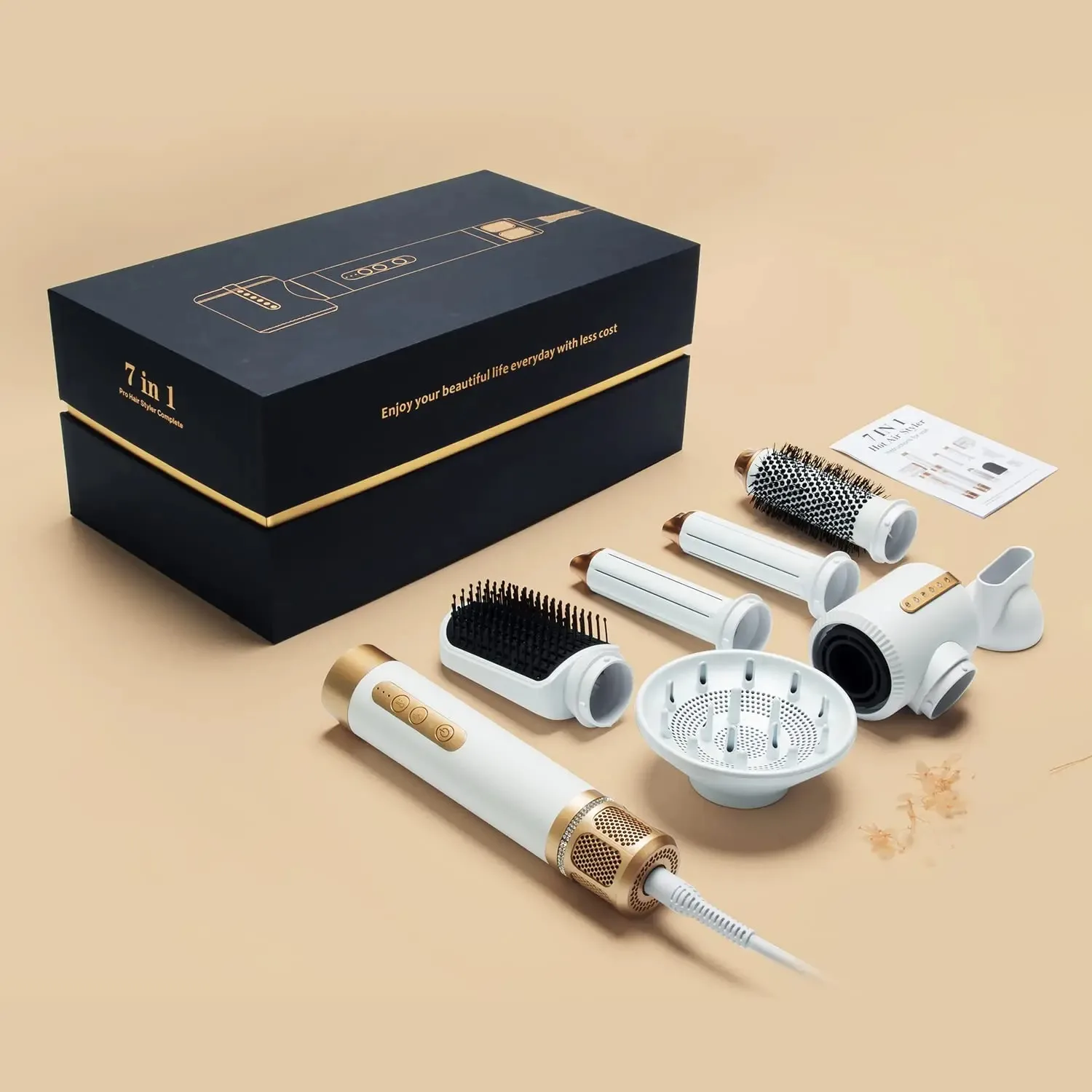 7 In 1 Hair Dryer Brush Diffuser Ionic Blow Dryer Hot Air Styling Comb Auto Hair Curler with Brushless High Speed Hair Dryer - Image 2