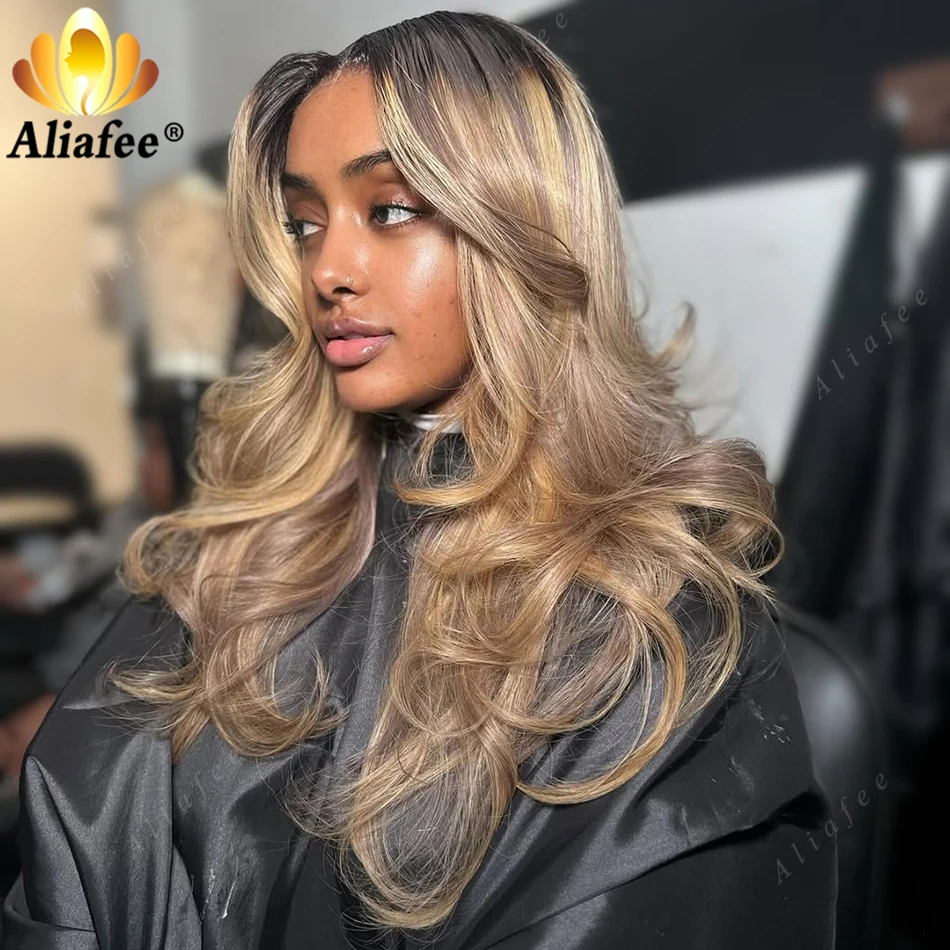 Ombre 2 27 Dirty Blonde 13x6 Body Wave Lace Frontal Wigs Brown Roots Ombre Blonde Pre Plucked 100% Human Hair Wigs for Women - Image 5