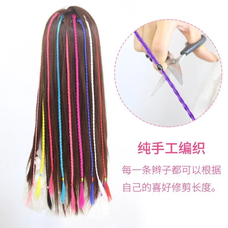 Wig female hair color hand-woven braid pigtail hair extension hair straight hair without hair extension color random - Image 3