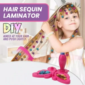 Hair Gem Beading Machine Kit Hair Styling Tool Toys with Reusable Shining Diamonds Pretend Play Dress Up Hair Jewels for Girls