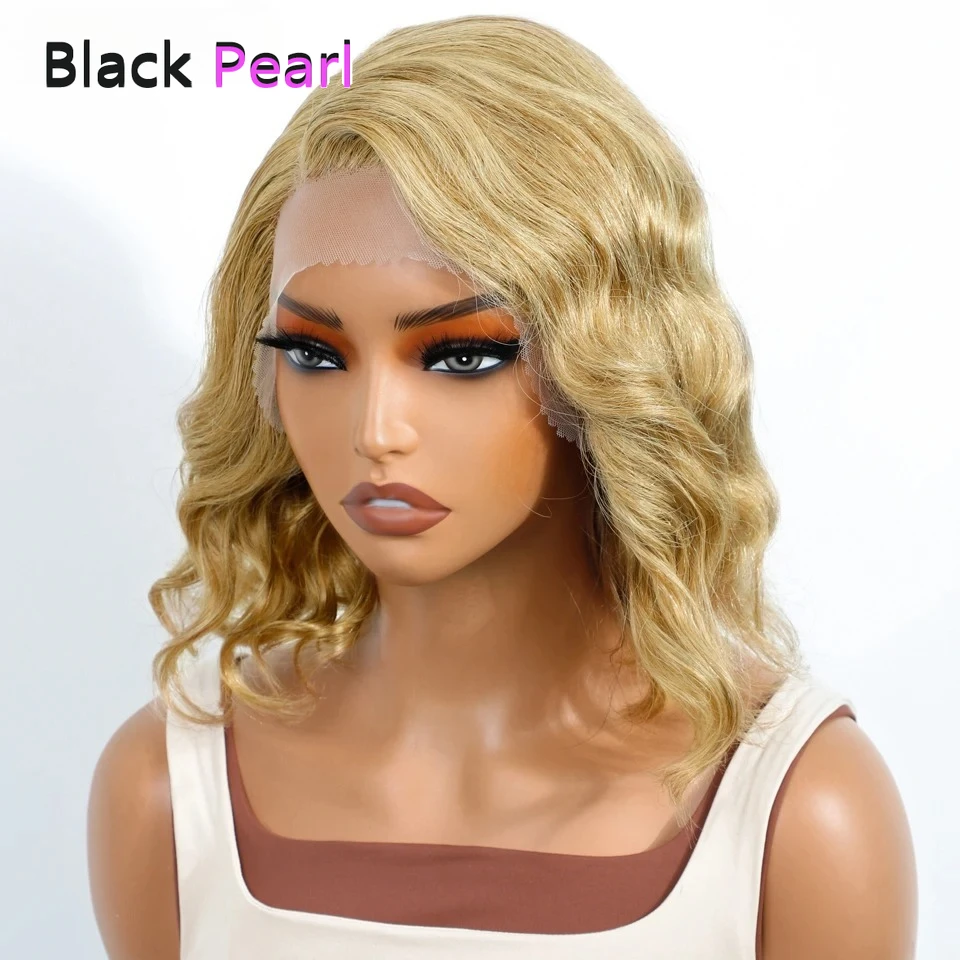 Blonde Hair Bob Wig Human Hair Real Loose Body Wave Part Lace Frontal Wig Ombre Highlight Short Bob Wigs Human Hair Pre Plucked - Image 3