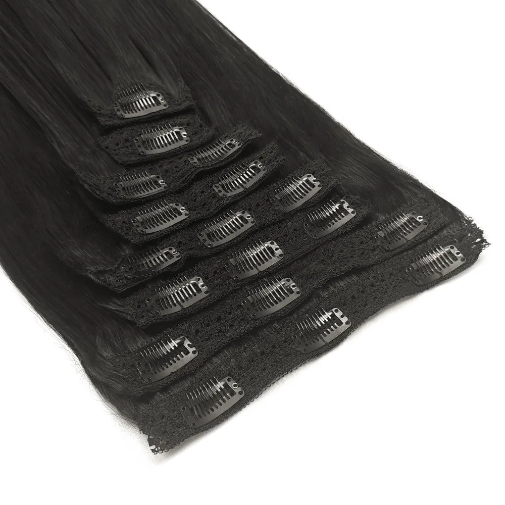 Clip ins Hair Extensions Straight Human Hair 100% Unprocessed Full Head Brazilian Virgin Human Hair Natural Color Clip ins Hair - Image 11