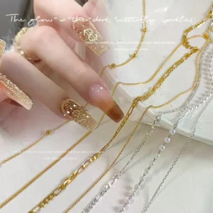 Nail Chains Gold Silver Nail Stone Beads 60cm Decor 3D Alloy Punk Style Nail Decoration Nail Jewelry Nail Charm Accessories
