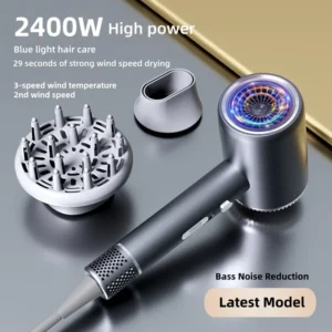New Hair Salon Hair Dryer EU/UK Plug High-Power Quick Drying Net Red Blue Light Hair Salon Home Silent Hammer Hair Dryer