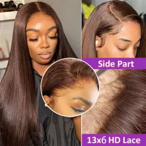 13X6 Chocolate Brown Lace Front Wigs 13X4 Bone Straight Human Hair 30 32 Inch Lace Frontal Colored Wig 100% Brazilian For Women