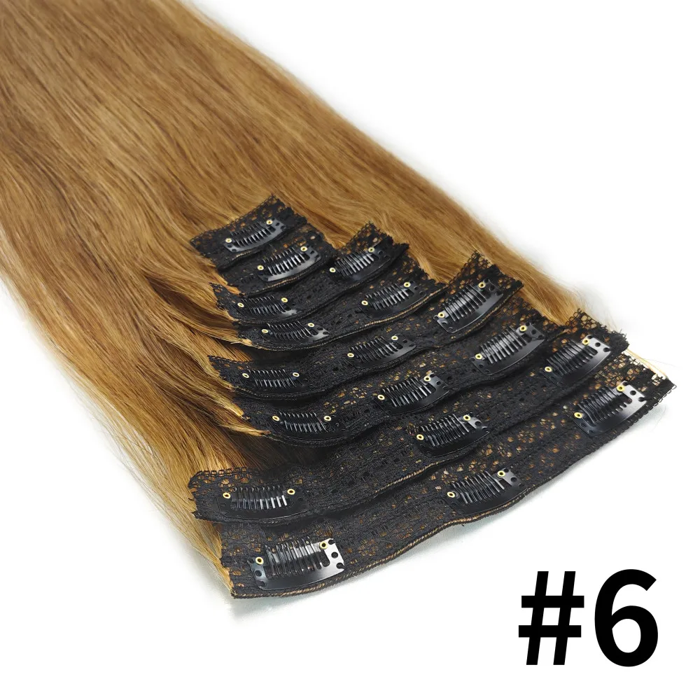 Clip ins Hair Extensions Straight Human Hair 100% Unprocessed Full Head Brazilian Virgin Human Hair Natural Color Clip ins Hair - Image 10