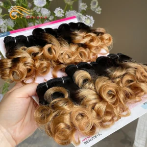 Blonde Bouncy Curly Bundles 100% Human Hair Bundles For Black Women Indian Short Curly Hair Bundles Colored 1B 27 30 99J