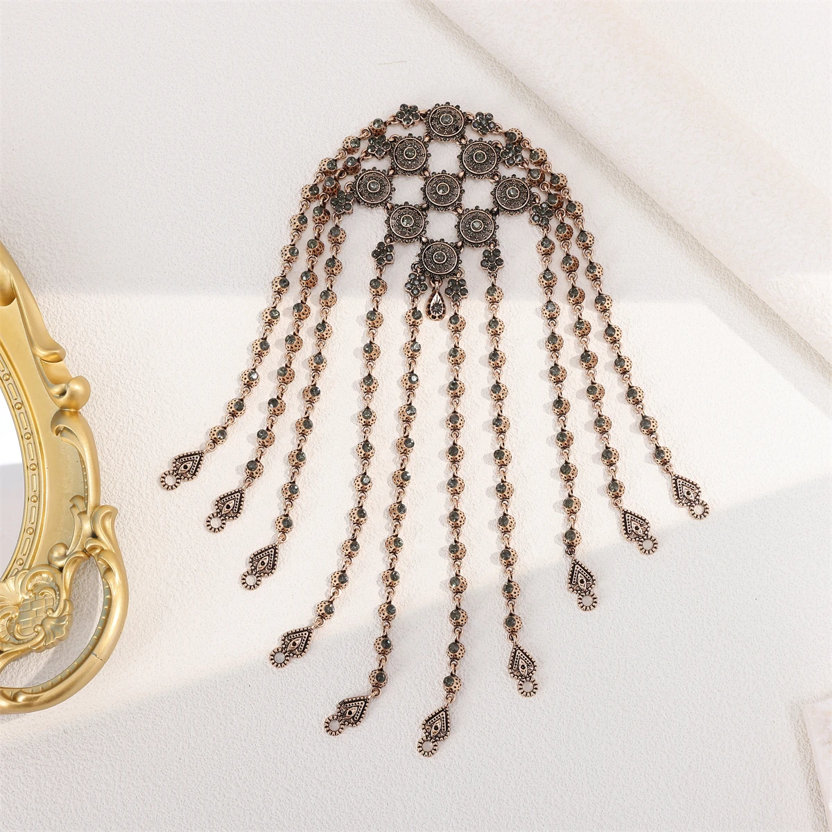 Arabic Handmade Jewelry Bridal Hair Accessories Women Golden Color Headpiece Accessories Big Size Head Chain Jewels - Image 4