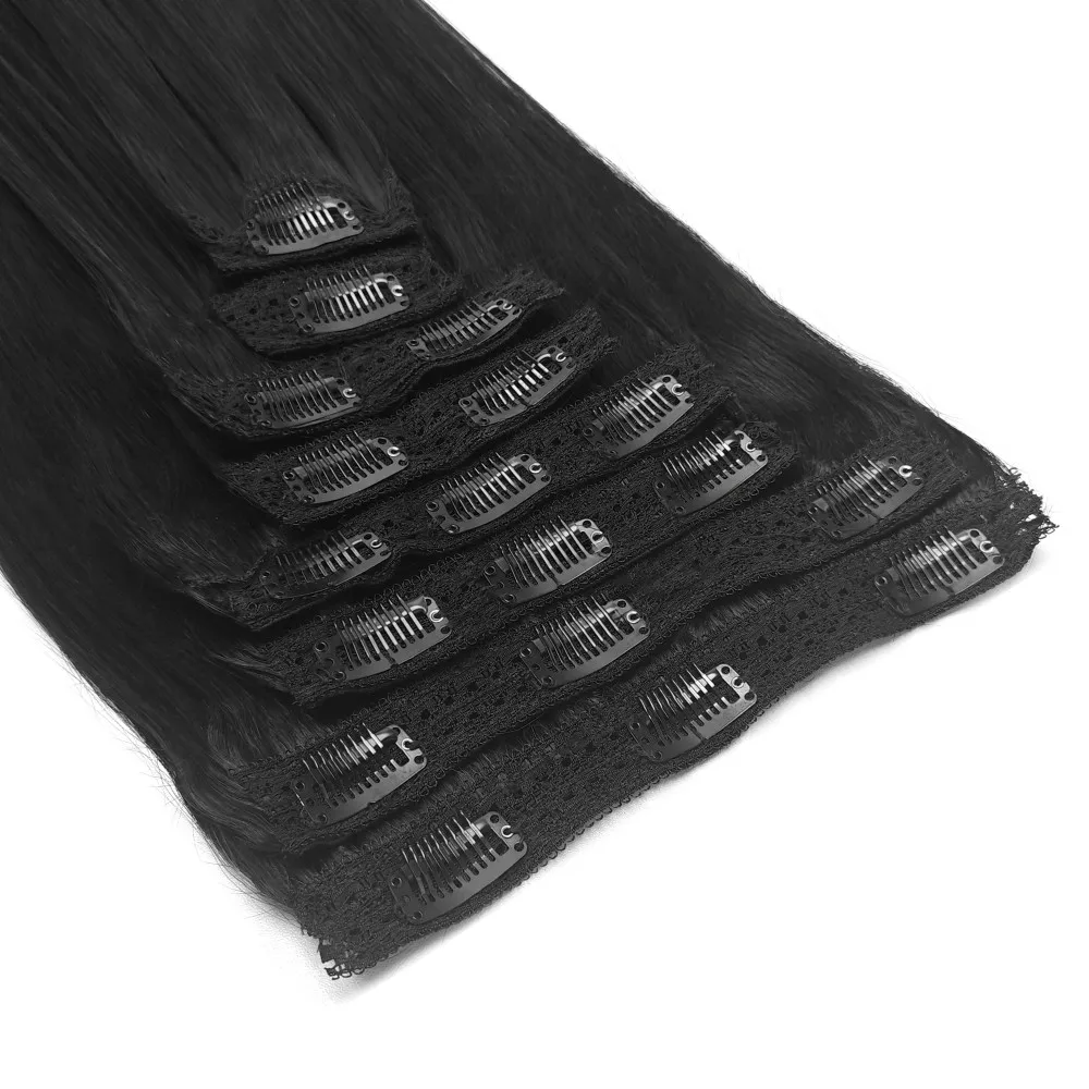 Clip ins Hair Extensions Straight Human Hair 100% Unprocessed Full Head Brazilian Virgin Human Hair Natural Color Clip ins Hair - Image 14
