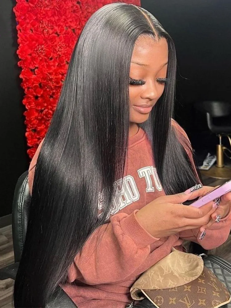 13x4 13x6 Hd Bone Straight Transparent Lace Front Wig Human Hair 44 Inch Pre Plucked Lace Front Wigs 250 Density 100% Human Hair - Image 6