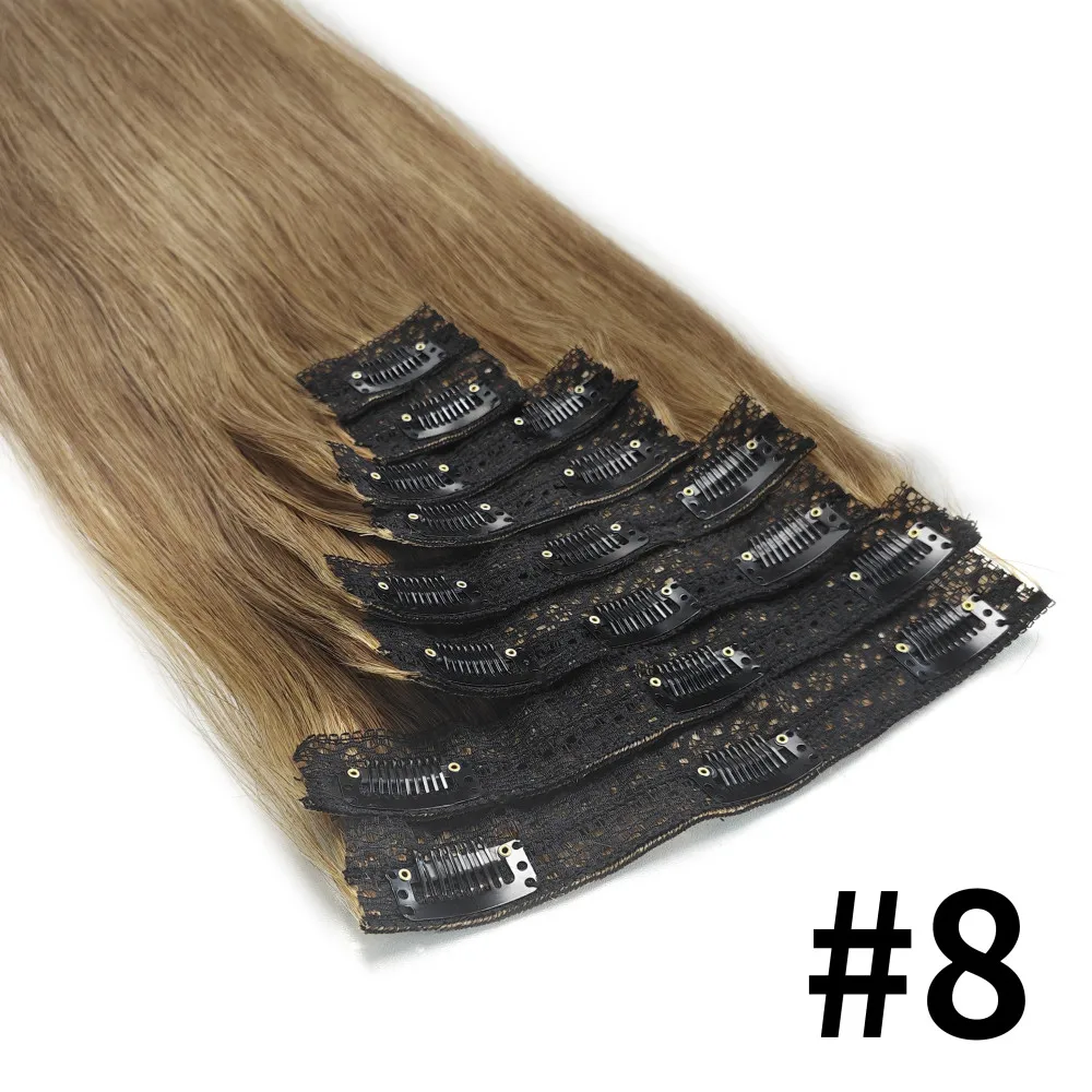 Clip ins Hair Extensions Straight Human Hair 100% Unprocessed Full Head Brazilian Virgin Human Hair Natural Color Clip ins Hair - Image 9