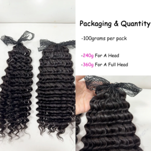 Deep Curly Crochet Human Hair Extensions Invisible Knots Knotless Pre-Separated Crochet Human Hair With String In The Middle