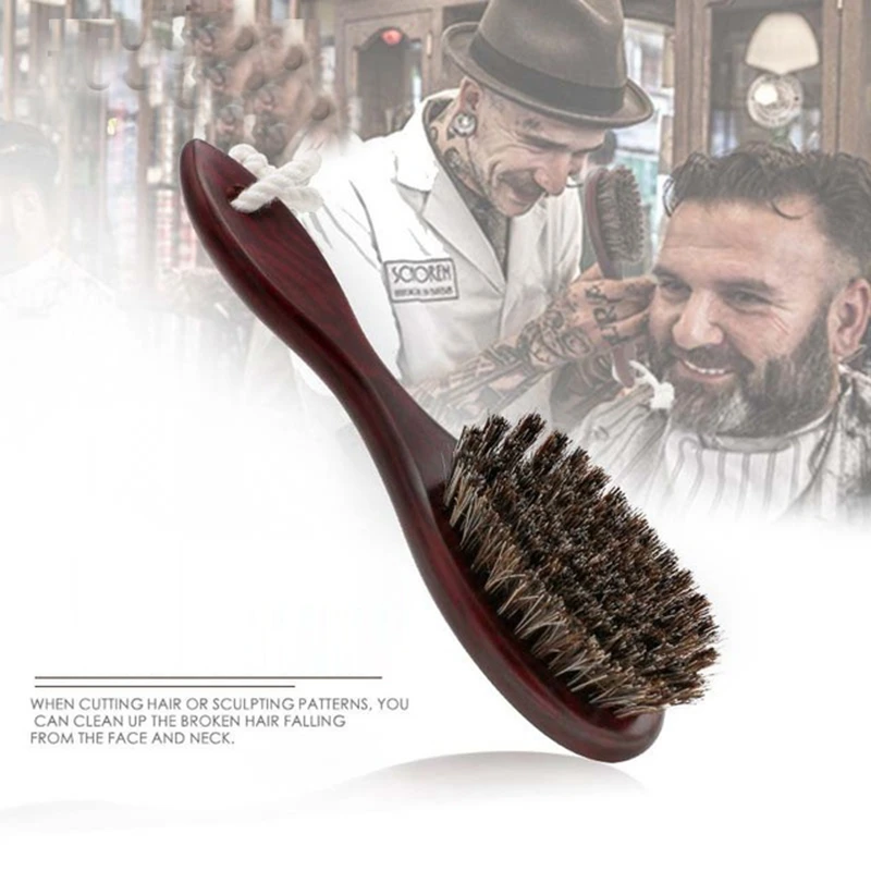 Horse Hair Wave Hair Beard Brush Hair Comb Wooden Handle Large Curved Comb Men Natural Hair Combs Hair Styling Tools - Image 4