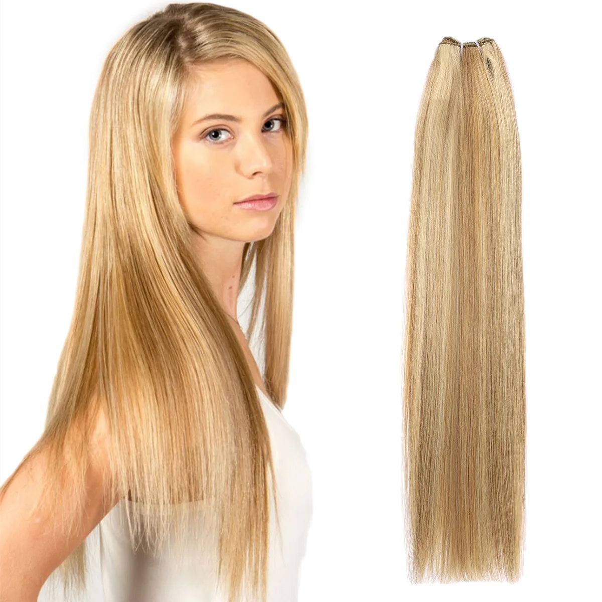 Real Beauty Platinum Blond Human Hair Bundle Brazilian Straight Hair Weave Bundles High Ratio Remy Hair Extensions Brown#4 75cm - Image 15