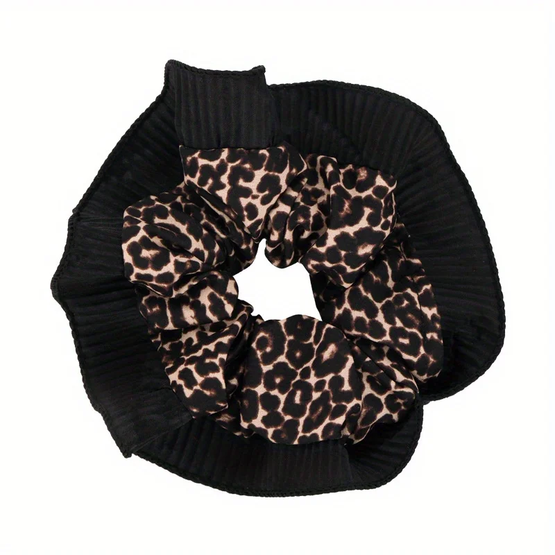 Women's New Vintage Leopard Print Lace Hair Rings Fashionable Niche Design Elegant Hair Ties with High - end Feeling - Image 5